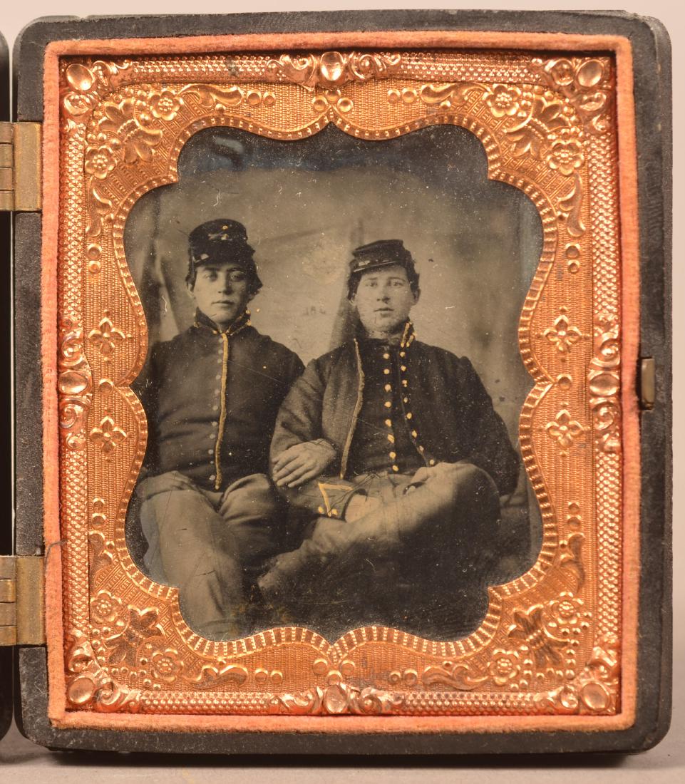 1/6 Plate Tintype of Two Civil War Soldiers. Seated (1 of 4)