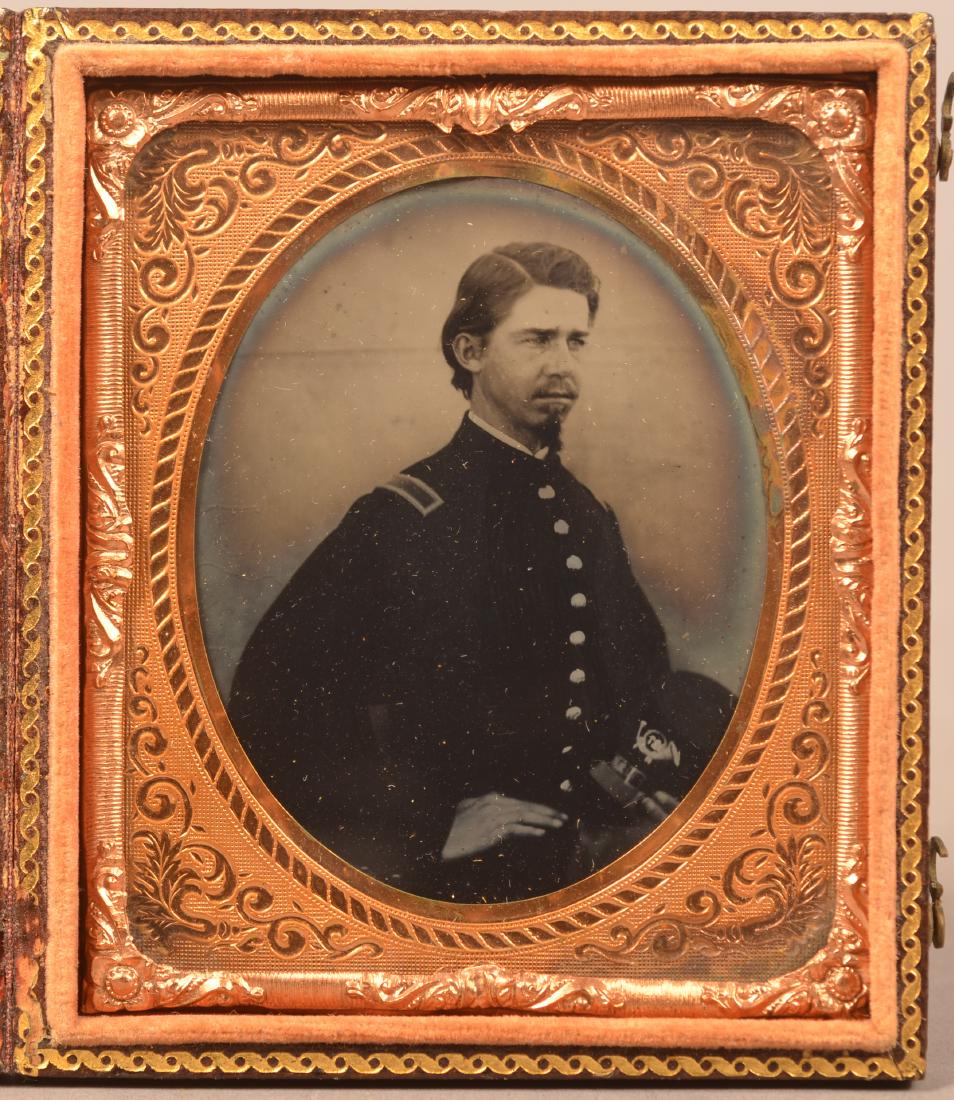 1/6 Plate Tintype of a Civil War Officer. Seated (1 of 4)