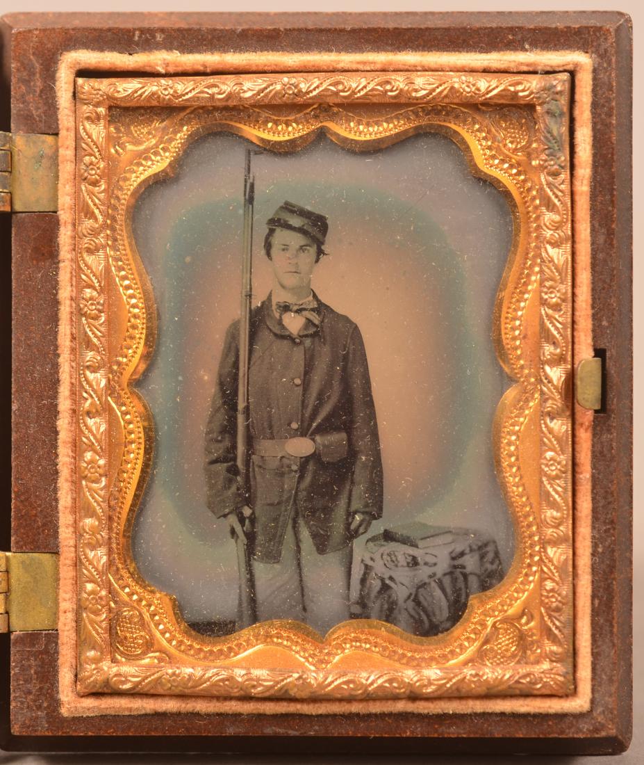 1/9 Plate Ambrotype of a Civil War Soldier. Standing (1 of 4)