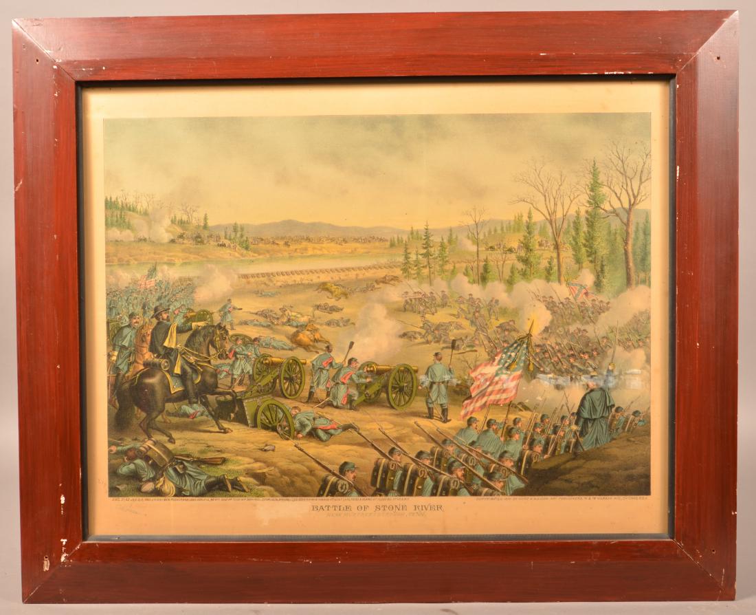 Chromolithograph of Civil War "Battle of Stone River", (1 of 3)