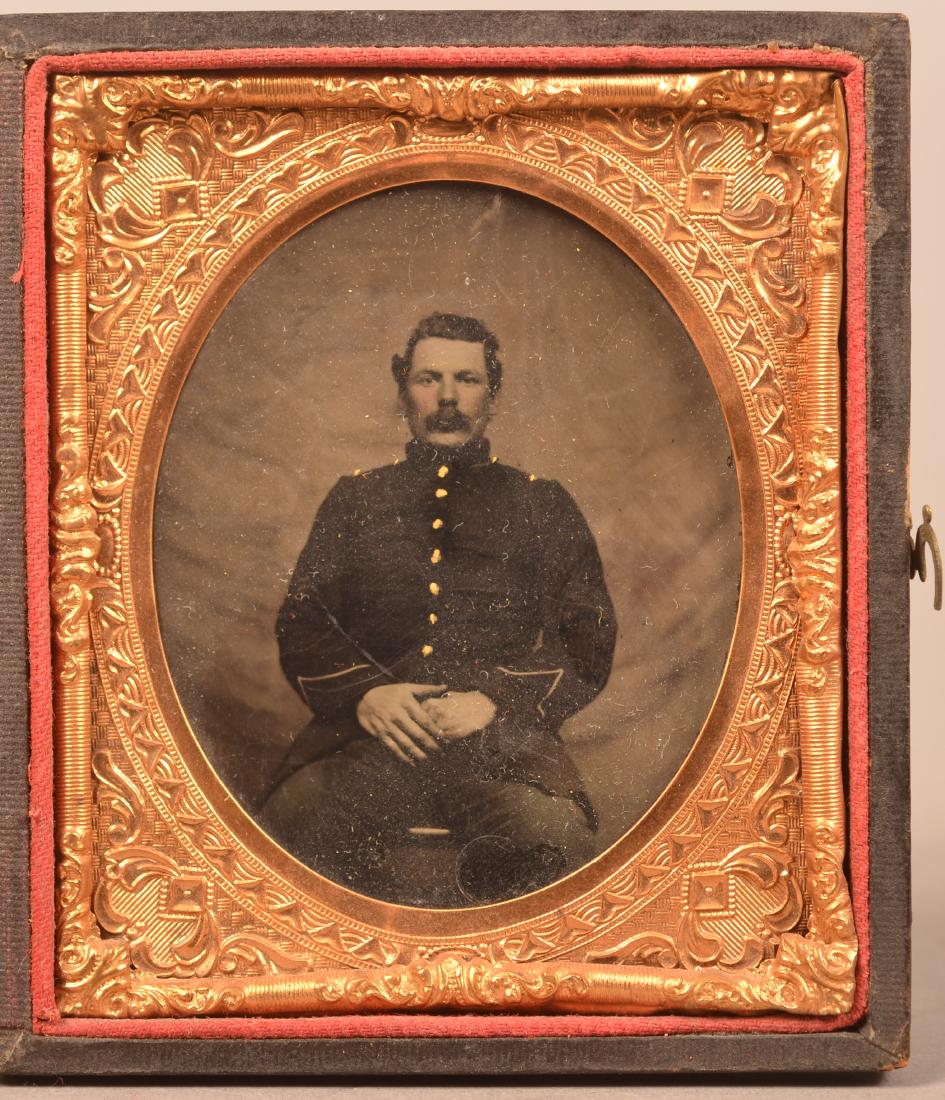 1/6 Plate Tintype of a Civil War Soldier. Seated pose (1 of 3)