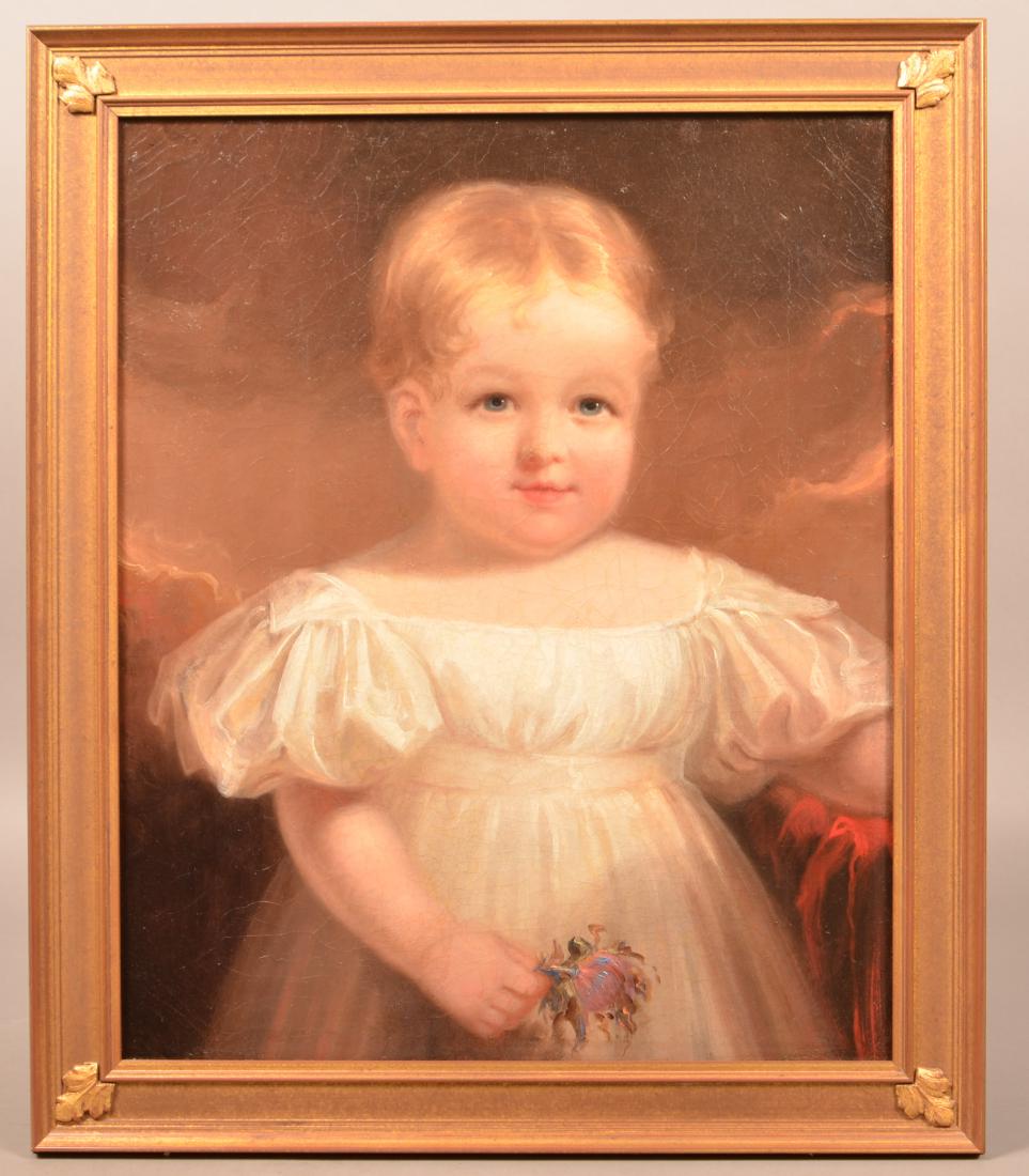 Oil on Canvas Portrait of a Young Girl Attributed: Oil on Canvas Portrait of a Young Girl Attributed Thomas Sully. (American 1783-1872). Circa. 1830. Provenance: accompanied with a letter from Alexander Galleries and Barbara Buckley and Assoc. treatme