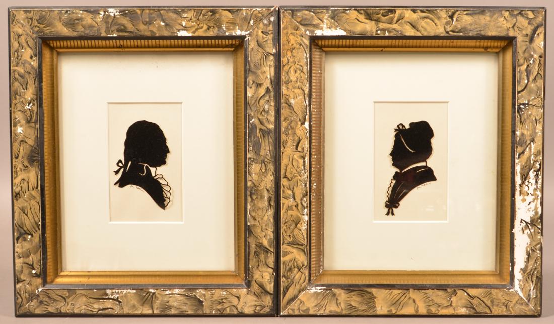 Pair of 20th Century Artist Signed Silhouettes. In 19th (1 of 3)