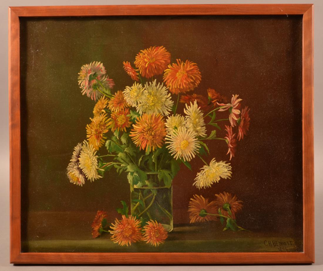 Oil on Canvas Floral Still Life Painting Signed C.H. (1 of 3)