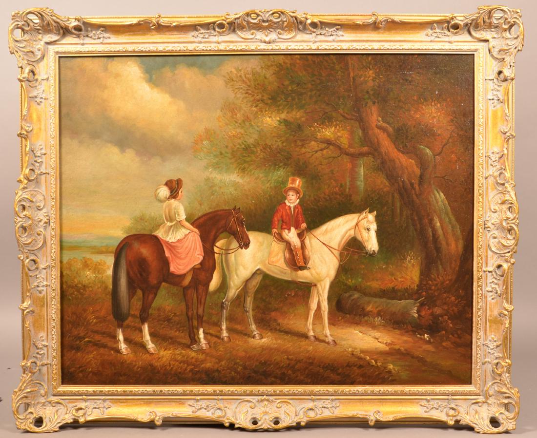 Modern Oil on Canvas Painting of a Boy and Girl on (1 of 5)