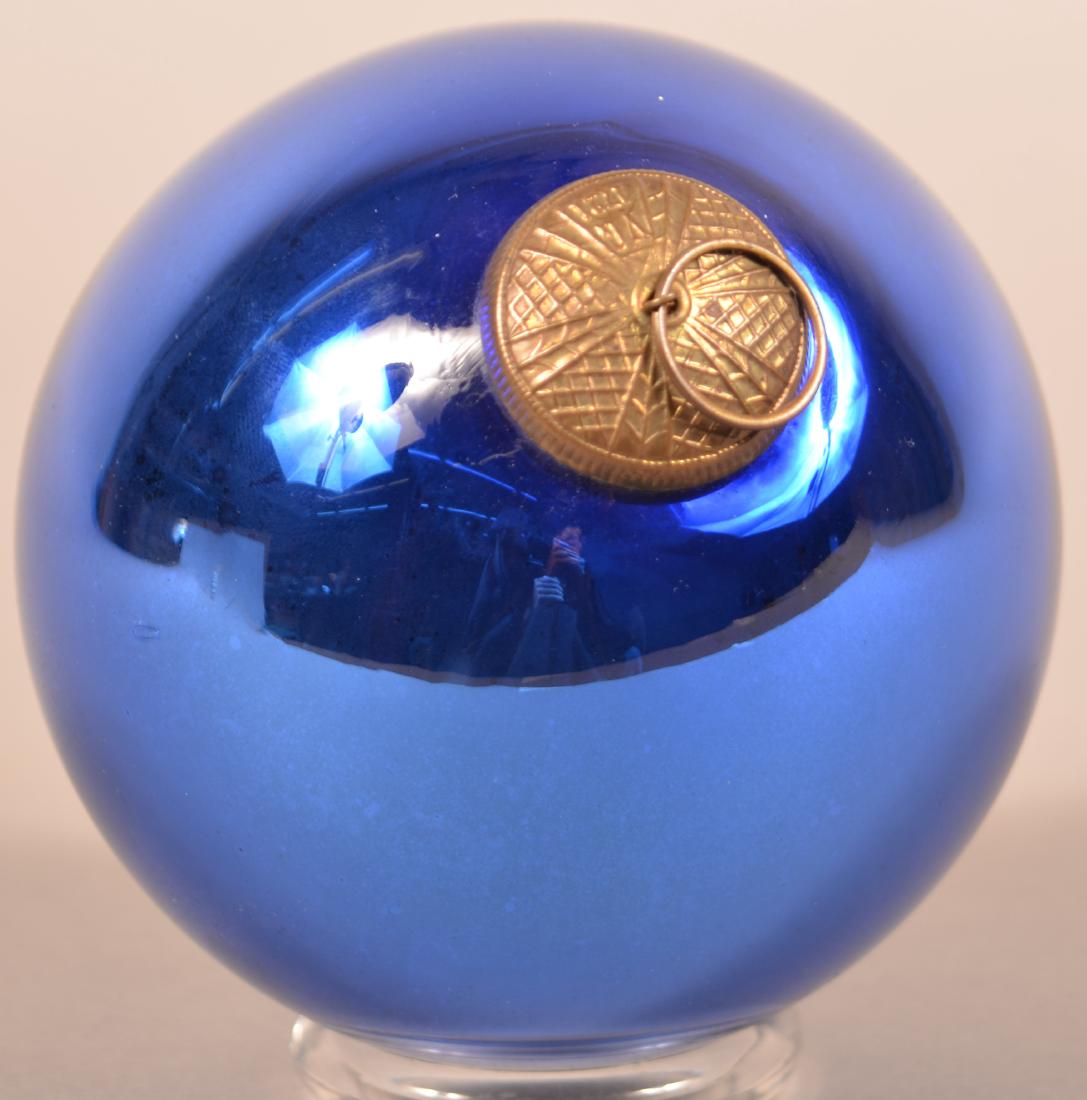 Antique French Cobalt Glass Ball Form Kugel. Art Deco: Antique French Cobalt Glass Ball Form Kugel. Art Deco cap. 5-1/4" diam. Condition: Very good.