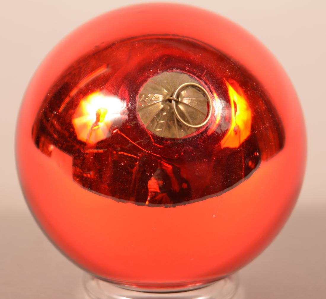 Antique French Red Glass Ball Form Kugel. Tree cap. 4" (1 of 2)