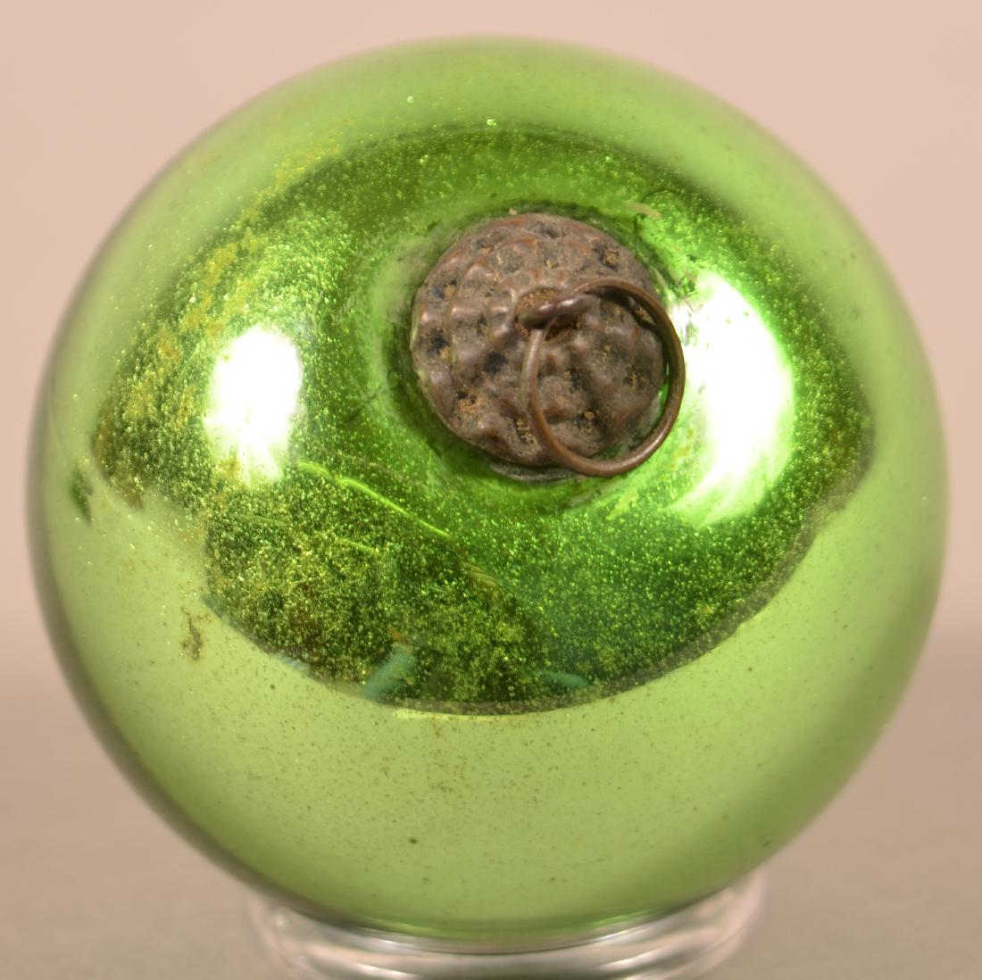 Antique German Green Glass Ball Form Kugel. Scallop (1 of 3)