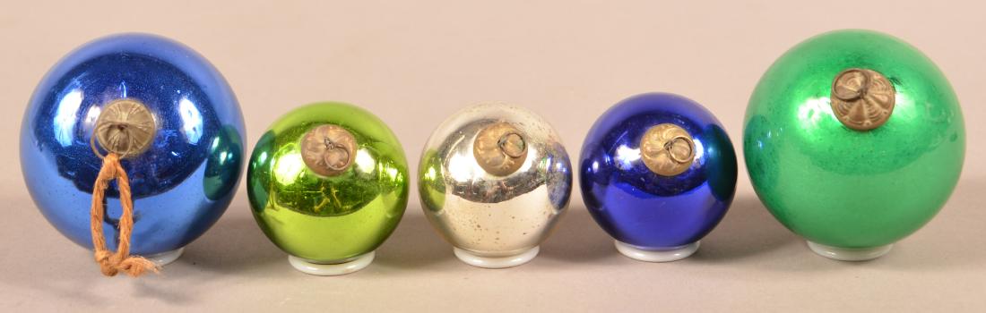 Five Antique German Glass Ball Kugels. Various colors (1 of 2)
