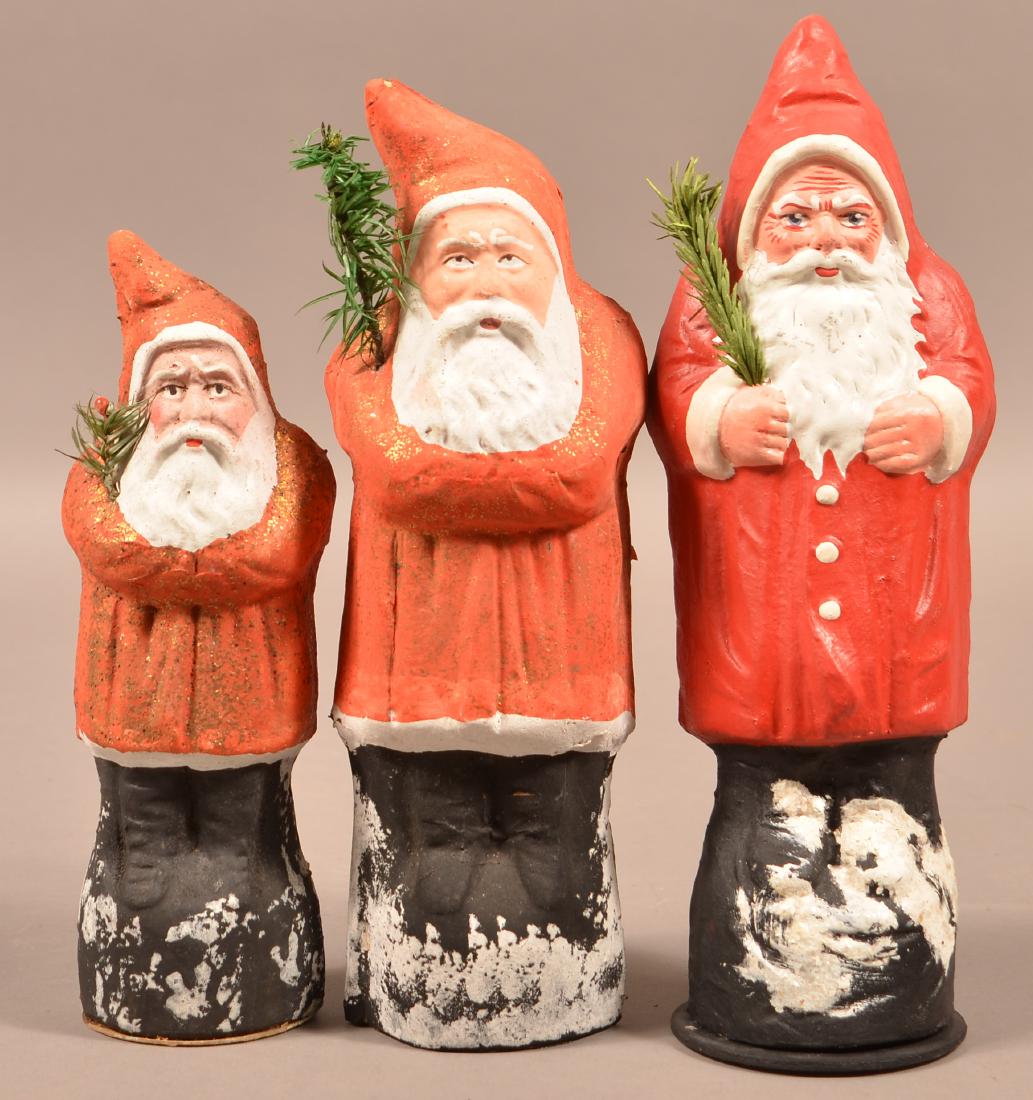 Three Antique/Vintage Paper Mache Santa Candy (1 of 3)