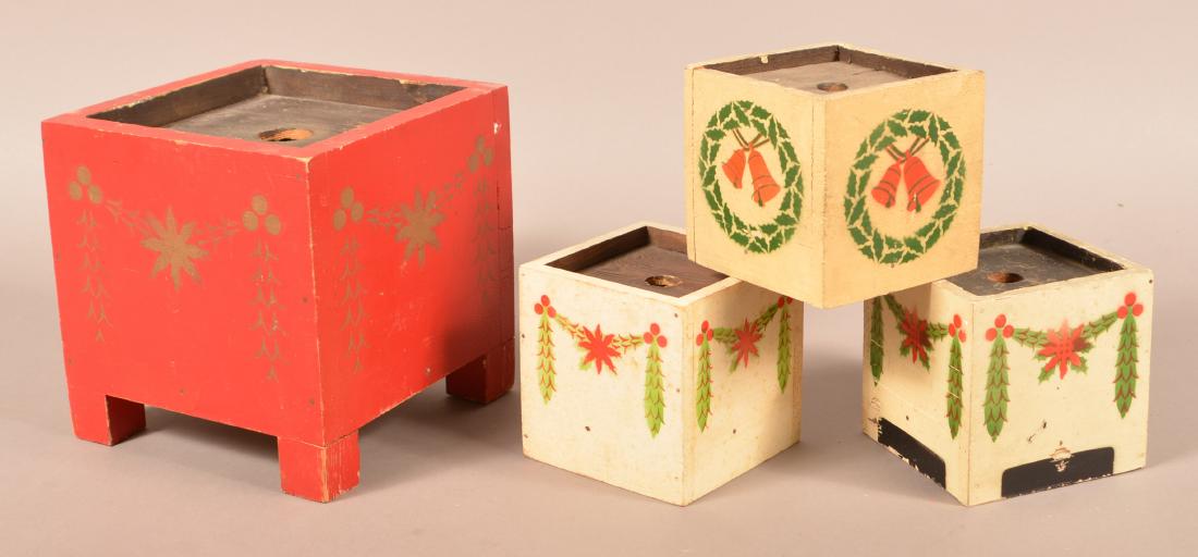 Four Vintage German Painted Wood Feather Tree Stands. (1 of 3)