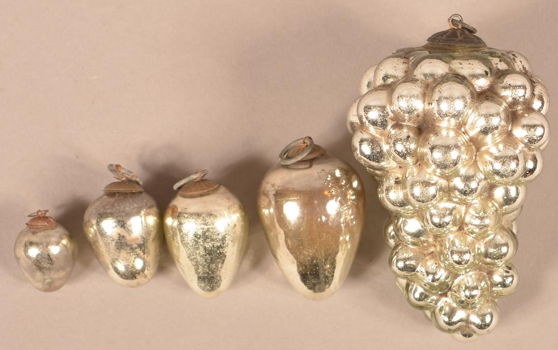 Five Various Antique Silver Glass Kugels. Grape cluster (1 of 2)