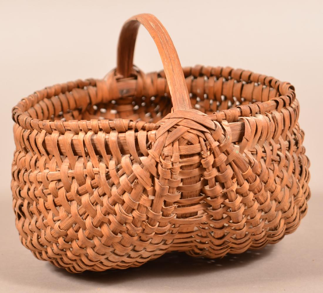 Pennsylvania 19th Century Woven Oak Splint Egg Basket. (1 of 2)