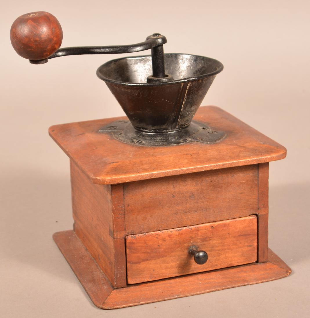 19th Century Cherry Coffee Mill. Tin and iron mounted (1 of 3)