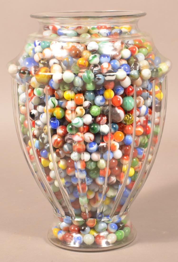 Large Jar Full of 1000+ Vintage Marbles. Jar measures