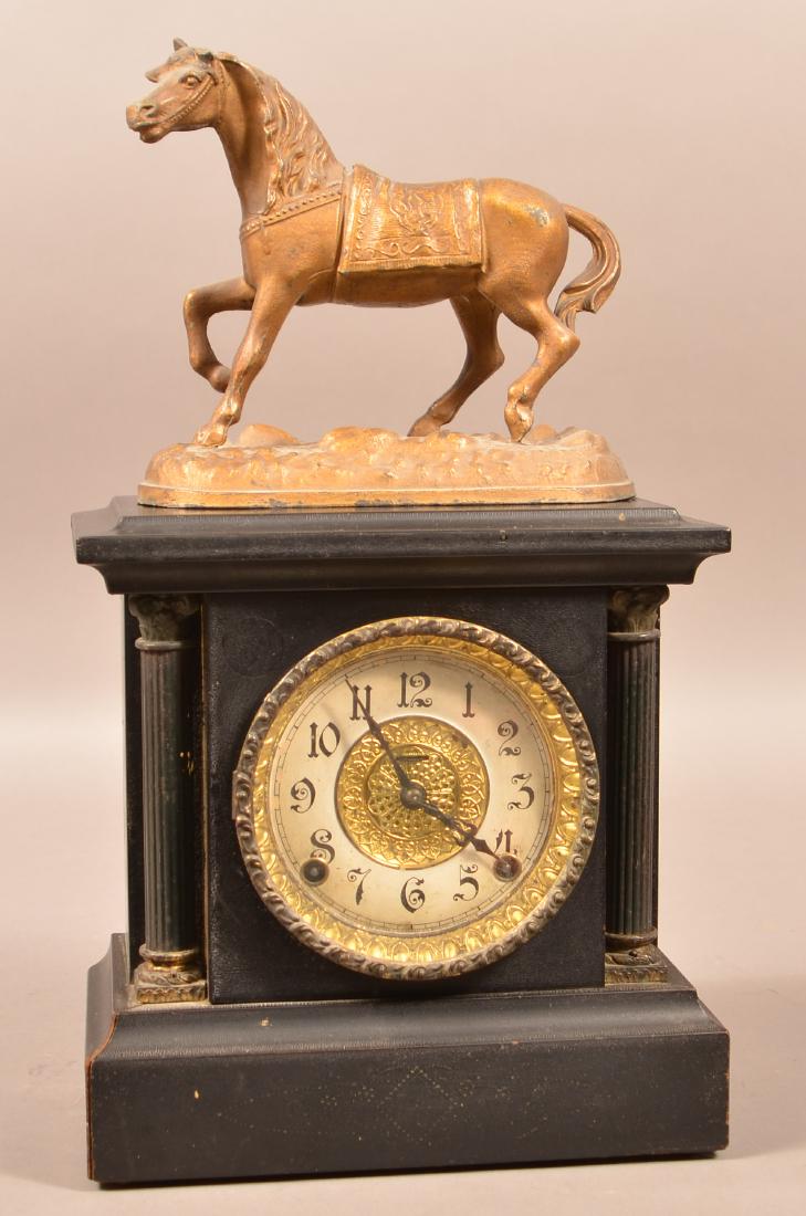 Ingraham Mantel Clock with Faux Slate Case. 8 day (1 of 4)