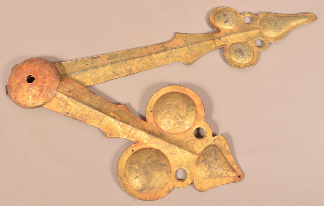 Pair of Vintage Gilt Sheet Metal Clock Hands. 28-1/2" (1 of 3)