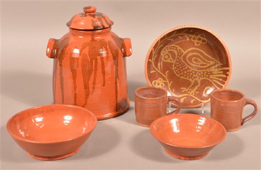 Seven Pieces of B. Hughes Glazed Redware. Tallest (1 of 1)