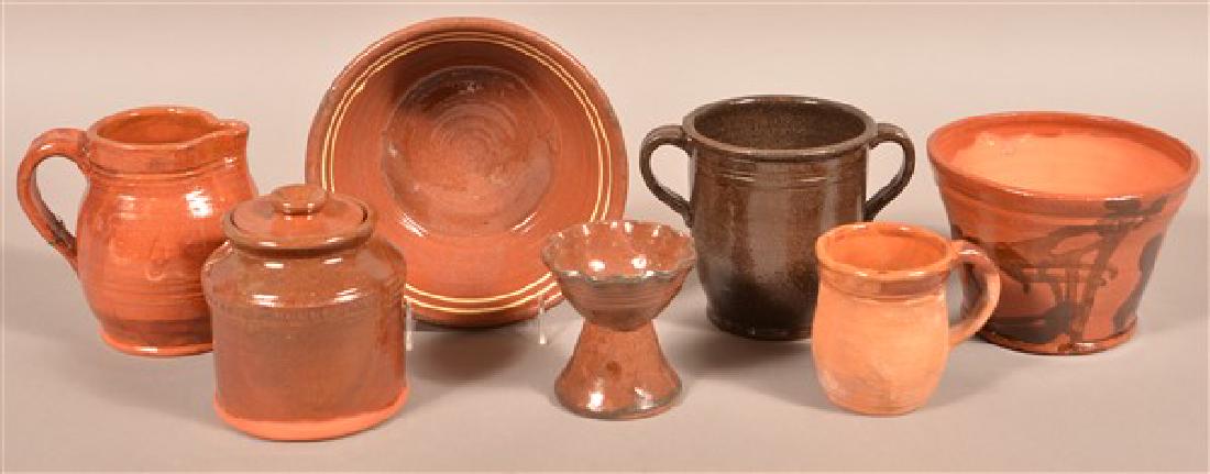 Seven Pieces of B. Hughes Glazed Redware. Tallest (1 of 1)