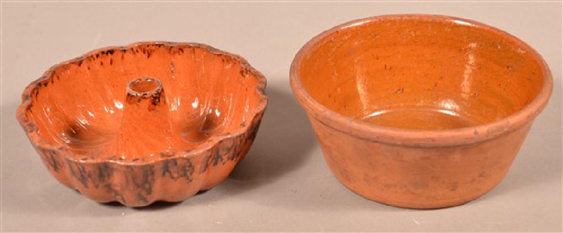 Two of Antique Glazed Redware. Mottle glazed Turks mold (1 of 1)