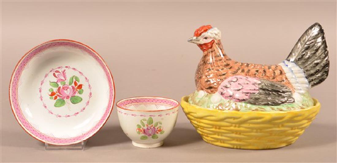 Two Pieces of Antique China. Polychrome hand painted (1 of 1)