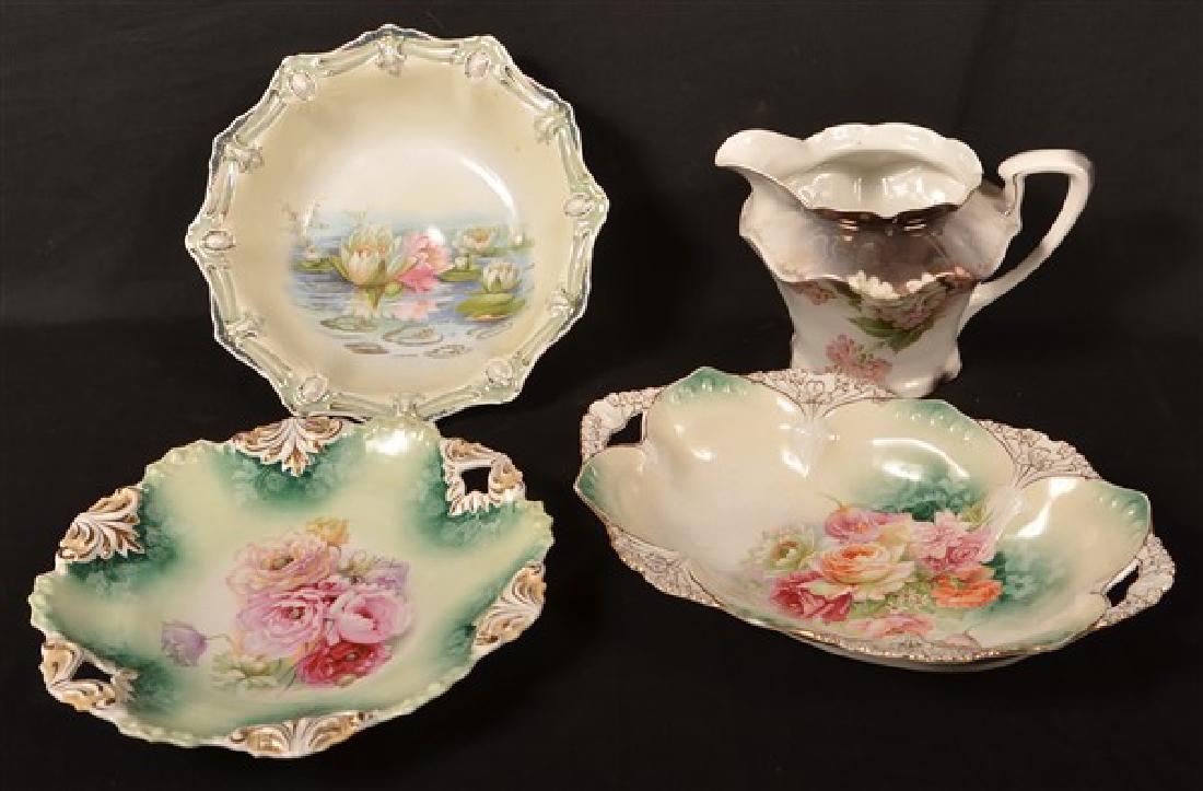 Four Pieces of Floral Decorated RS Prussia Porcelain. (1 of 2)