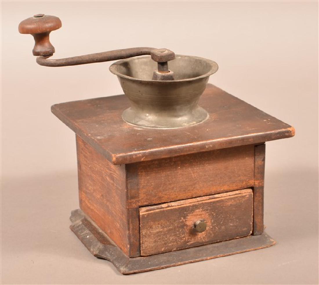 Pennsylvania 19th Century Pewter Mounted Coffee Mill. (1 of 2)