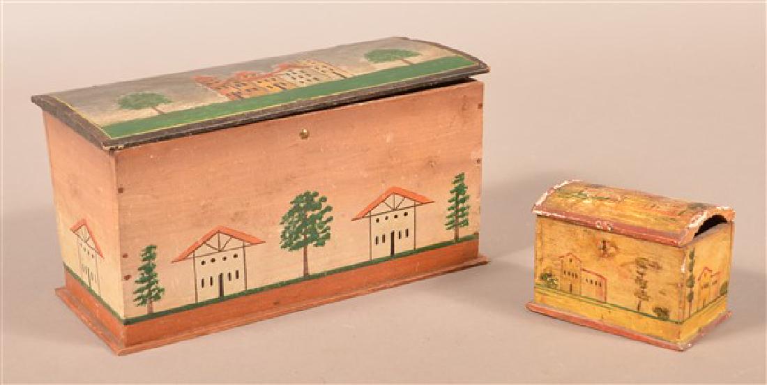 Two Continental Polychrome Decorated Wood Trinket (1 of 2)