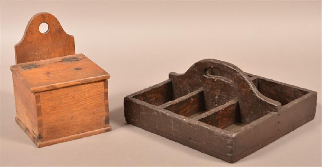 Two Pieces of Antique Woodenwares. Walnut salt box, (1 of 1)