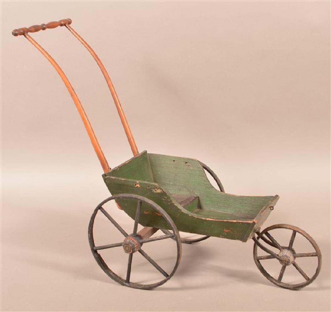 Antique Painted Wood Doll Carriage. 21"h. Condition: (1 of 2)