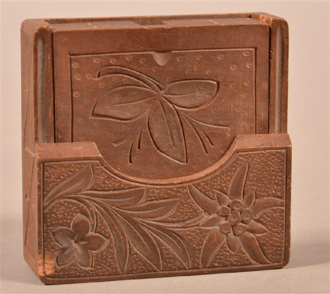 Antique Carved Wood Pocket Watch Holder. Floral, (1 of 4)