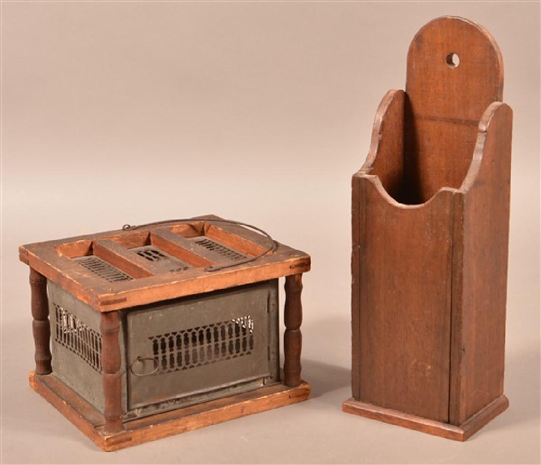 Antique Foot Warmer and Walnut Pipe/Candle Box. Foot (1 of 2)