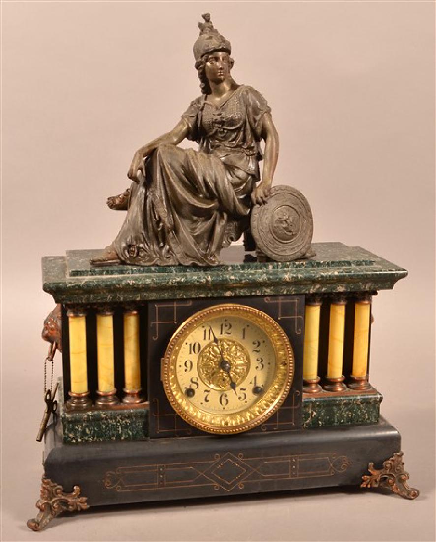 Seth Thomas Faux Marble Case Mantel Clock. 8 day (1 of 3)