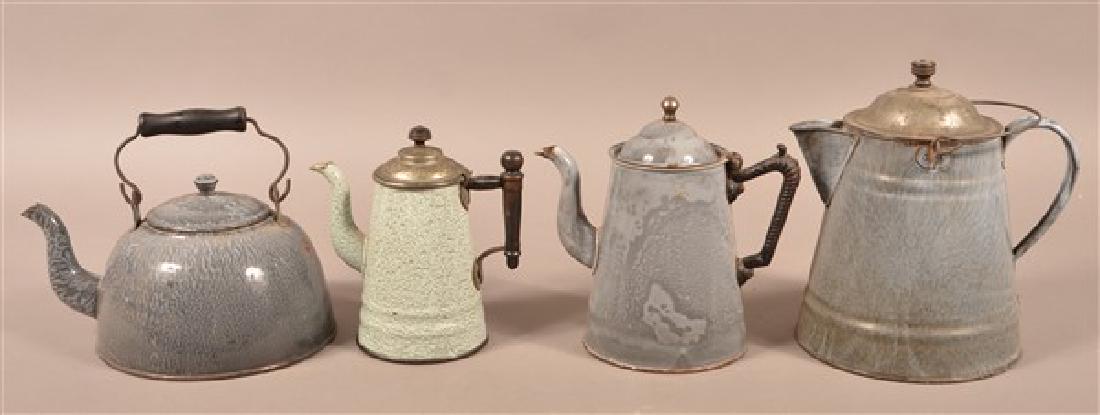 Four Various Pieces of Gray and Green Granite Ware. (1 of 2)