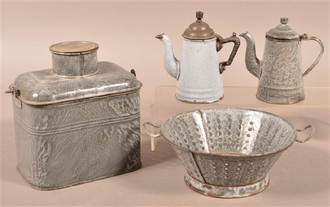 Four Various Pieces of Gray Granite Ware. Tallest (1 of 2)