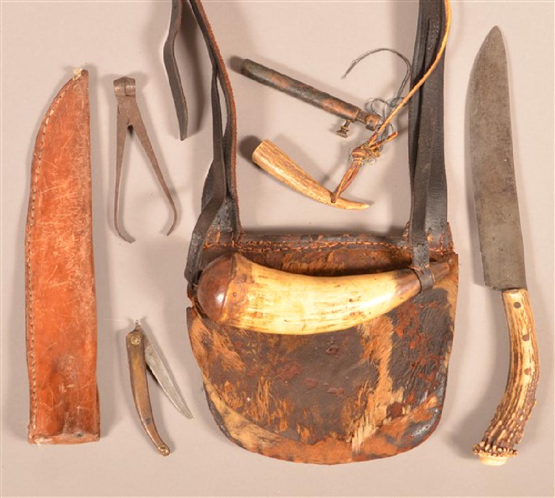 Antique Deer Hide Hunting Bag with Accessories. (1 of 3)