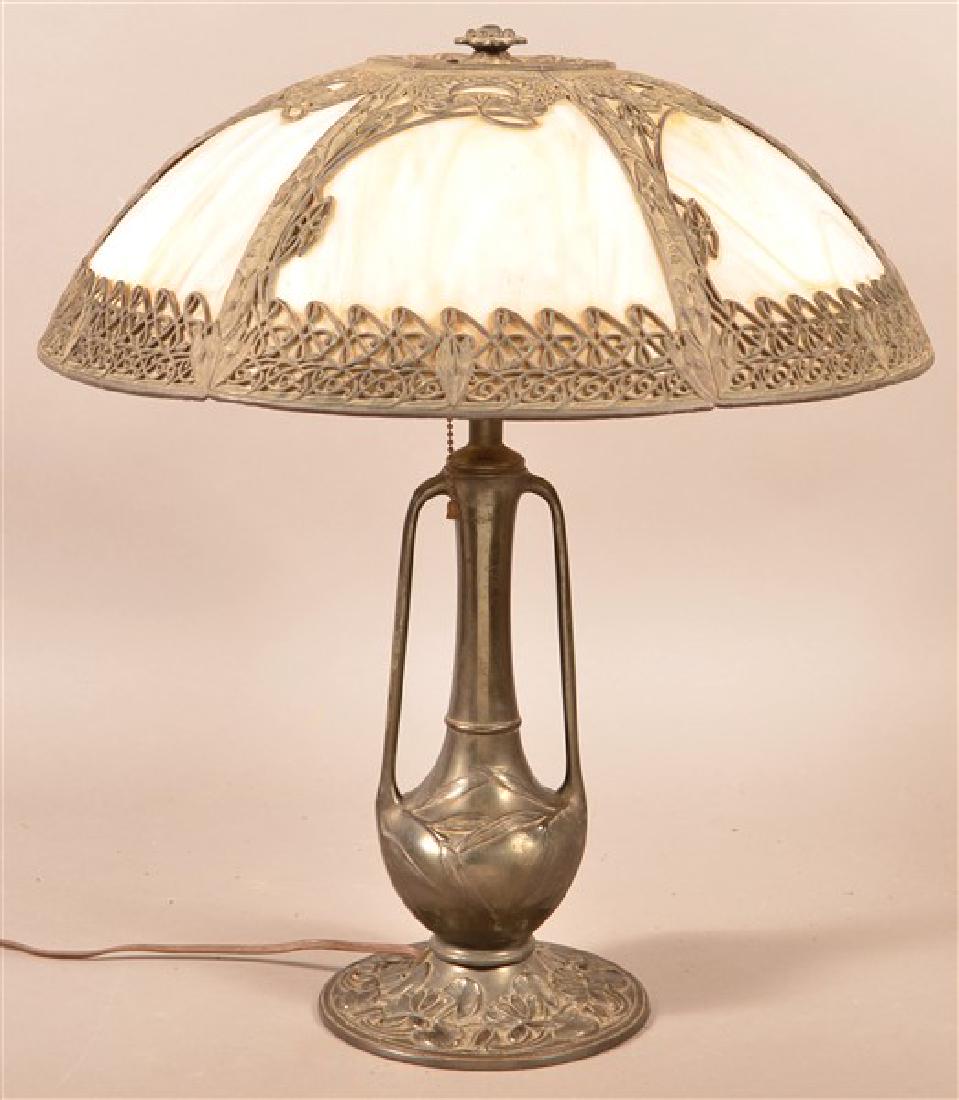 Caramel Slag Glass Shade Table Lamp. 22"h. Condition: (1 of 4)