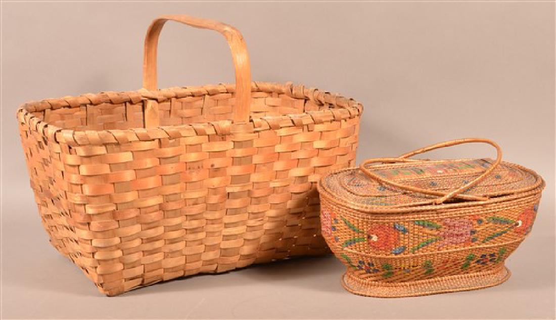 Two Antique Woven Baskets. "Chinee" type with (1 of 3)