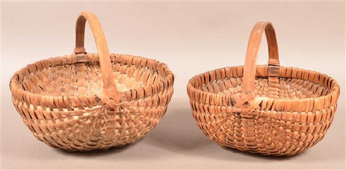 Two Antique Woven Oak Splint Field/Market Baskets. One (1 of 2)