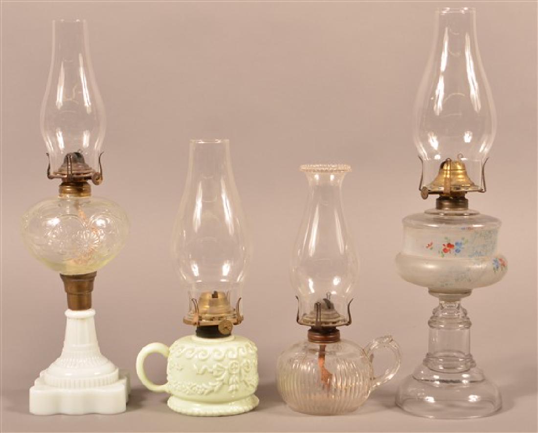 Four Antique Pattern Glass Fluid Lamps. Tallest (1 of 3)