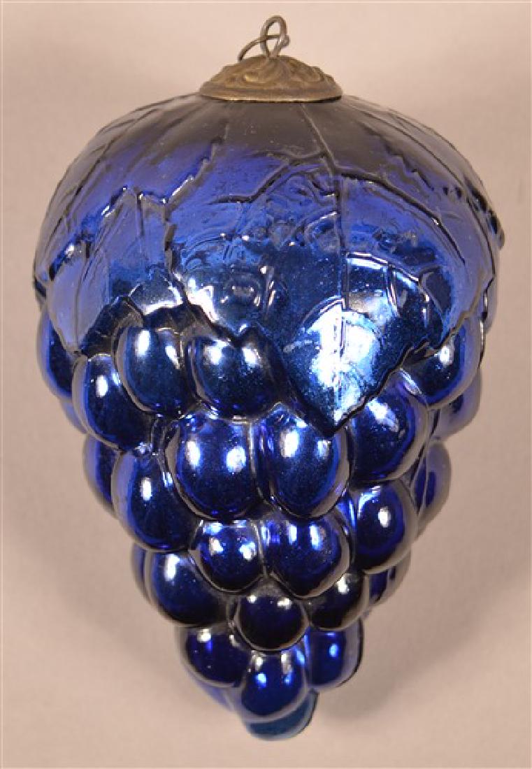 Antique French Cobalt Glass Oval Leaf Cluster of Grapes (1 of 3)
