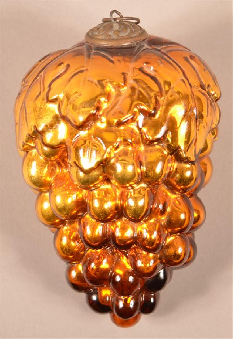 Antique German Amber Glass Leaf Cluster of Grapes (1 of 3)
