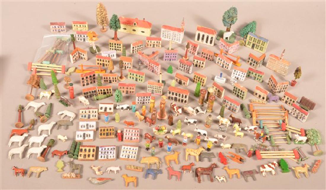 Lot of German Miniature Buildings, Figures and Trees. (1 of 1)