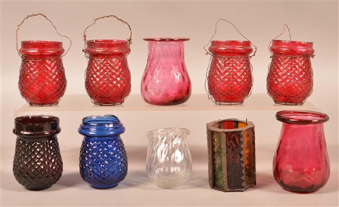 Ten Various Vintage/Antique Glass Candle Holders. (1 of 2)