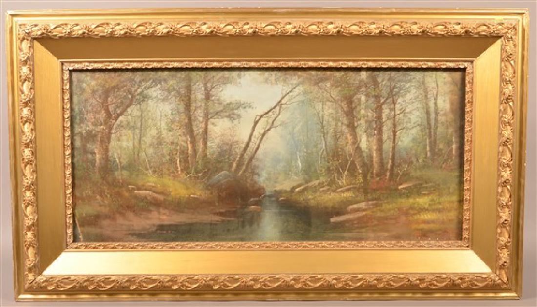 Oil Pastel on Pasteboard Landscape Painting. Signed (1 of 3)