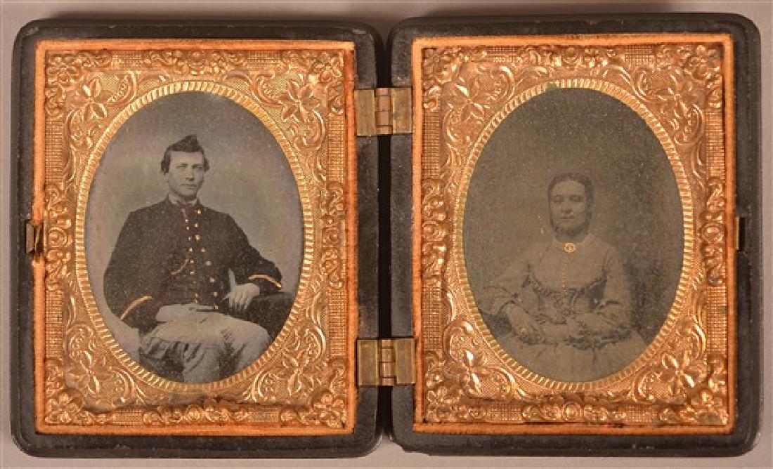 Two 1/9 Plate Tintypes of a Civil War Soldier and Wife. (1 of 5)