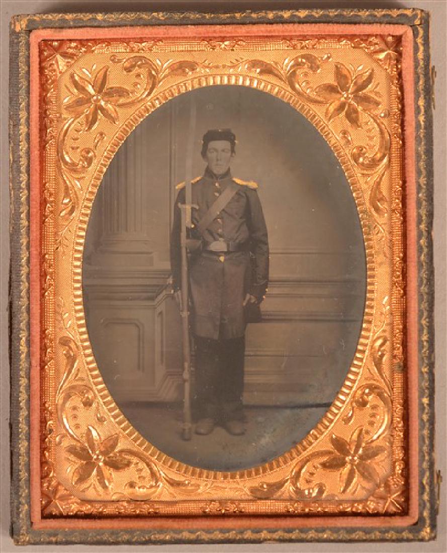 1/4 Plate Tintype of a Civil War Soldier. Standing (1 of 3)