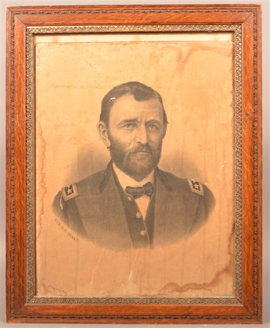 Antique Engraving of Gen. U.S. Grant. Framed, 33"h. x (1 of 2)