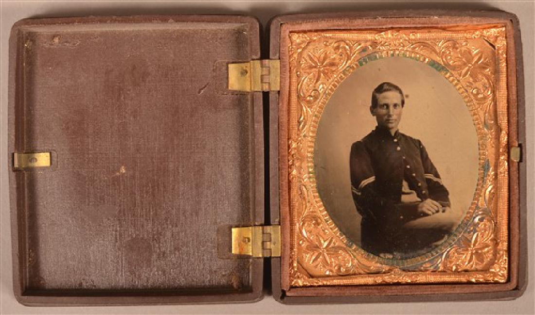 1/6 Plate Tintype of a Civil War Soldier. Seated pose (1 of 4)