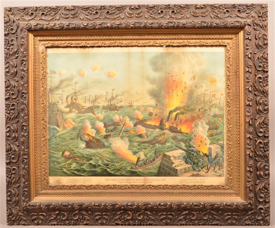 Color Lithograph "The Great Naval Battle Off Cavite". (1 of 4)